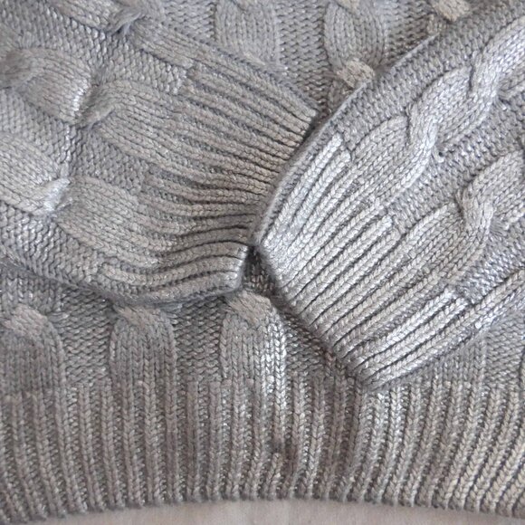 NWOT Zara Girls 13-14 Silver Cropped Cableknit Sweater - Picture 5 of 11